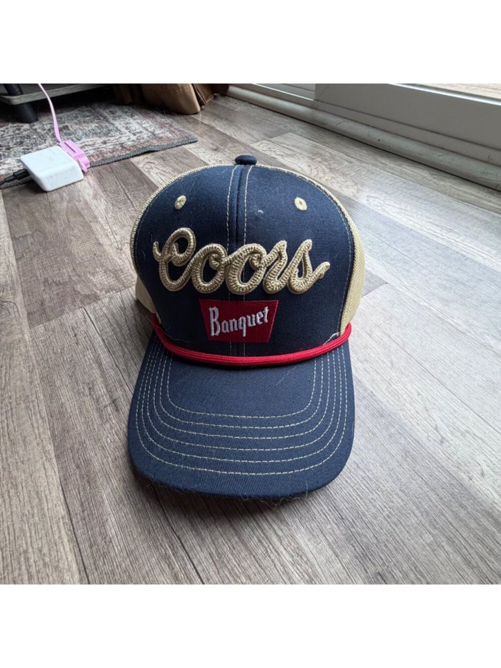 Coors Banquet Snapback Hat Navy & Tan Mesh Trucker Style